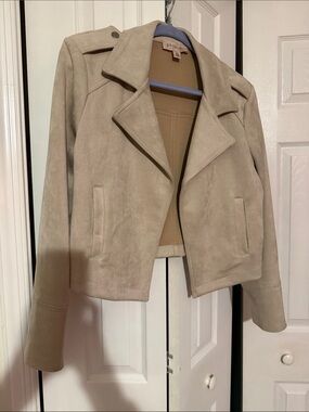 Philosophy Taupe Suede Bomber Jacket